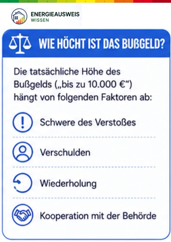 Wovon die Höhe des Bußgeldes (bis zu 10.000 €) abhängt: Schwere des Verstoßes, Verschulden, Wiederholung und Kooperation mit der Behörde.