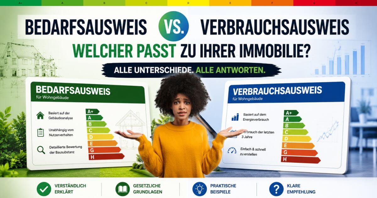 Bedarfsausweis oder Verbrauchsausweis – alle Unterschiede und Antworten im direkten Vergleich